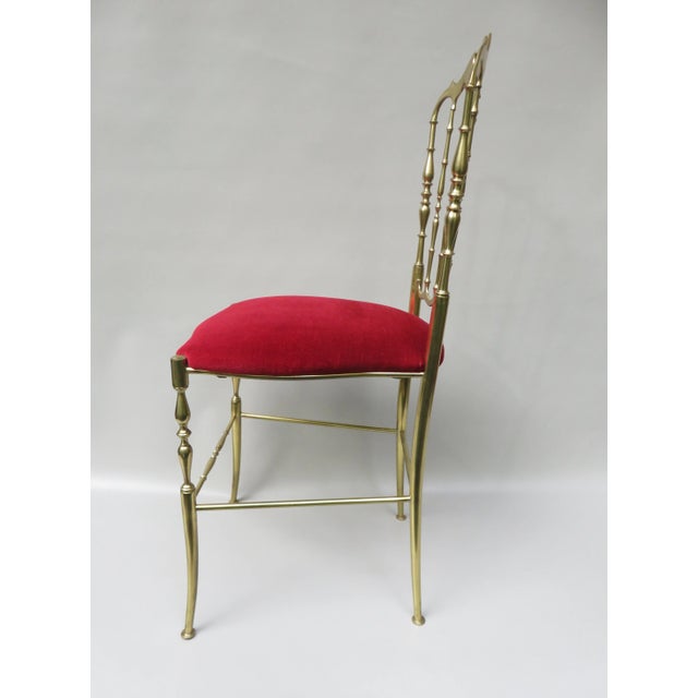 Mid-Century Modern Brass and Red Velvet Chiavari Chair, Italy, 1960s For Sale - Image 3 of 18