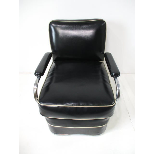 Black Art Deco Gilbert Rohde Styled Streamline Lounge Chair For Sale - Image 8 of 12