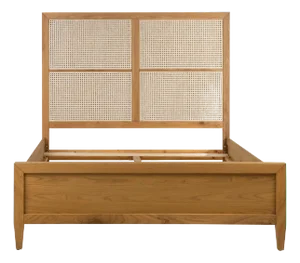 Oak & Cane Panel Queen Bed Frame