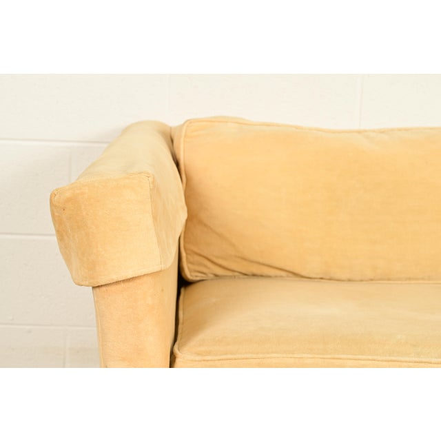 Baker Furniture Style Modern Mohair Velvet Tuxedo Sofa or Loveseat For Sale In South Bend - Image 6 of 13