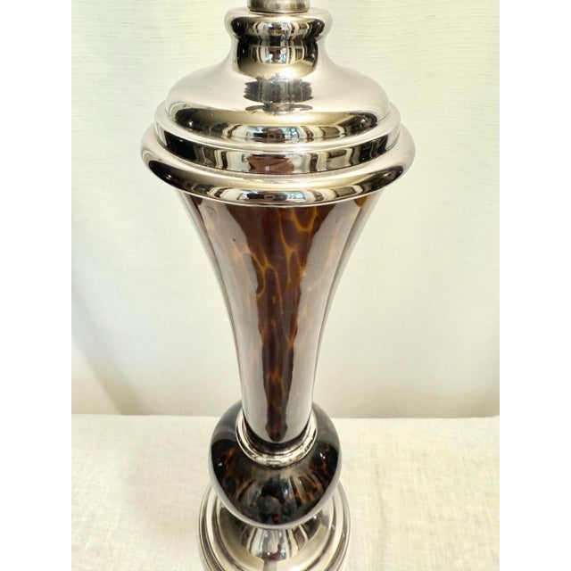 Late Twentieth Century Amber Faux Tortoise Shell Table Lamp For Sale In Mobile - Image 6 of 8
