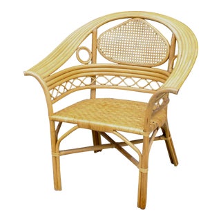 Vintage Palm Beach Chic Bentwood Cane Back Club Chair For Sale