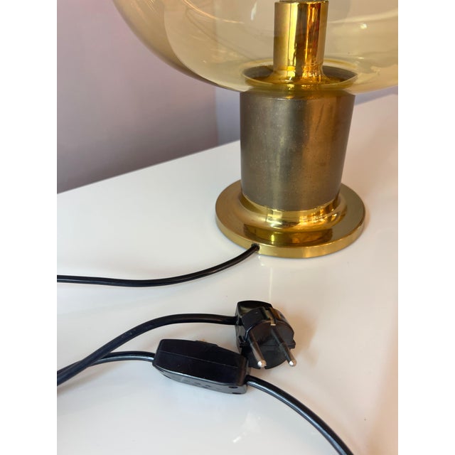 Metal Table Lamp in Brass and Glass For Sale - Image 7 of 11