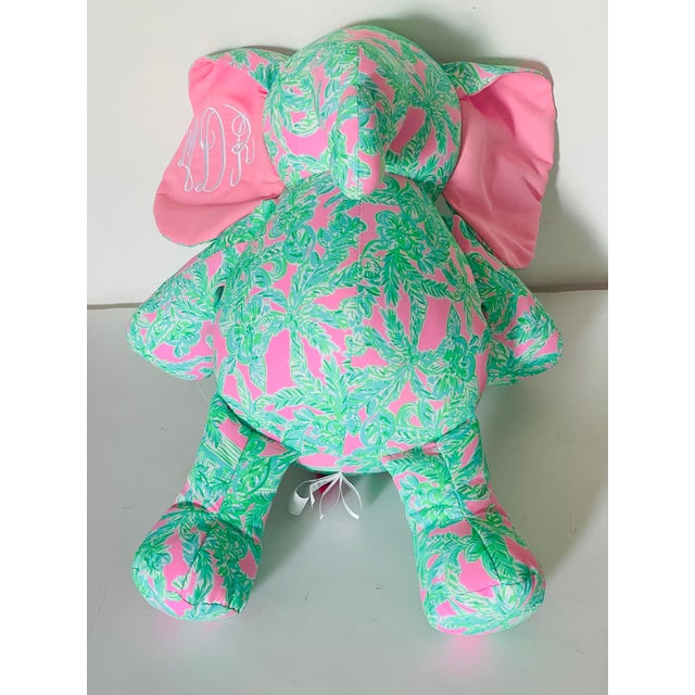 Shabby Chic Lilly Pulitzer Baby Elephant Toy For Sale - Image 3 of 6