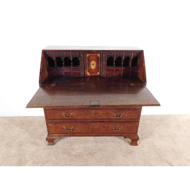 1880s English Oak Slant Front Desk For Sale - Image 4 of 17