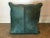Modern Custom Green Cow Hide Pillow With Leather Piping For Sale - Image 3 of 7