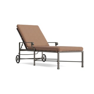 Brown Jordan Venetian Adjustable Chaise With Wheels, Mica frame with Fusion Clay fabric For Sale