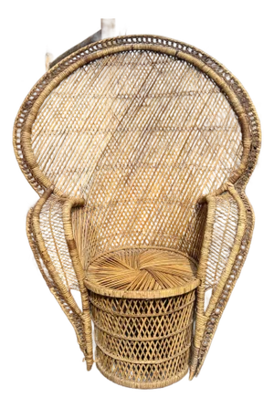 Vintage Peacock Chair in Rattan Wicker Boho Chic Coastal Decor Seating