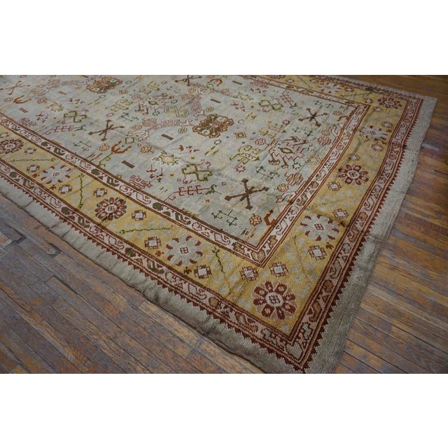 Textile Magnificent White Ivory Color and Superb Geometric Design Antique Turkish Oushak Rug For Sale - Image 7 of 15
