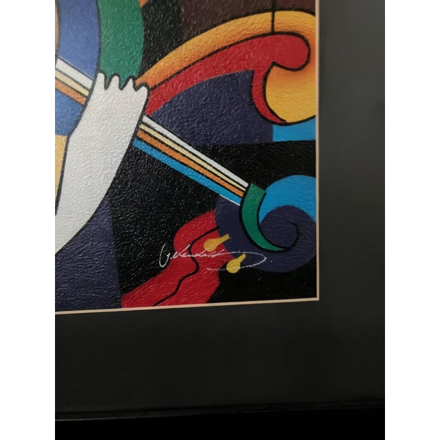 Mid-Century Modern Mid-Century Modern Style Cubist Violinist Painting Signed G. Kendall For Sale - Image 3 of 10