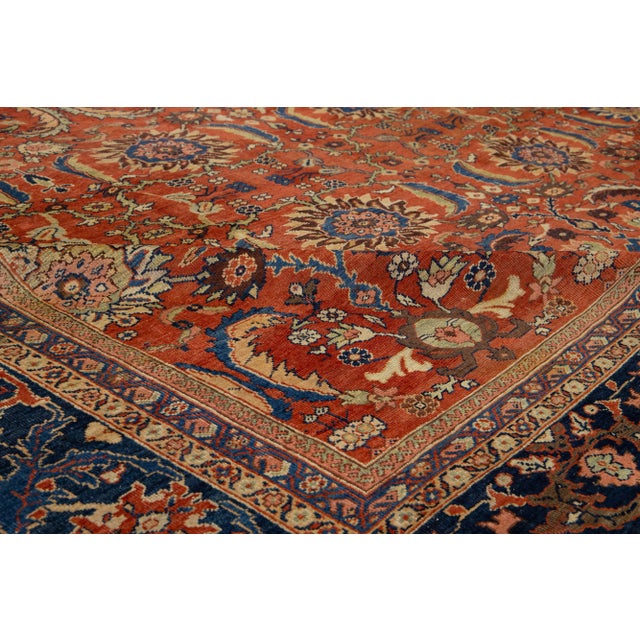 Red Handmade Antique Persian Sultanabad Rust Wool Rug With Allover Design For Sale - Image 8 of 10