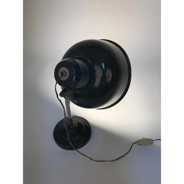 Italian Industrial Black Enameled Metal Adjustable Desk Lamp, 1940s For Sale - Image 12 of 18