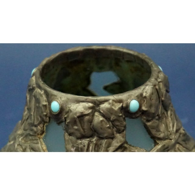 Green Antique Acid-Etched Opaque Green Glass Vase from Loetz, Austria, 1890s For Sale - Image 8 of 18