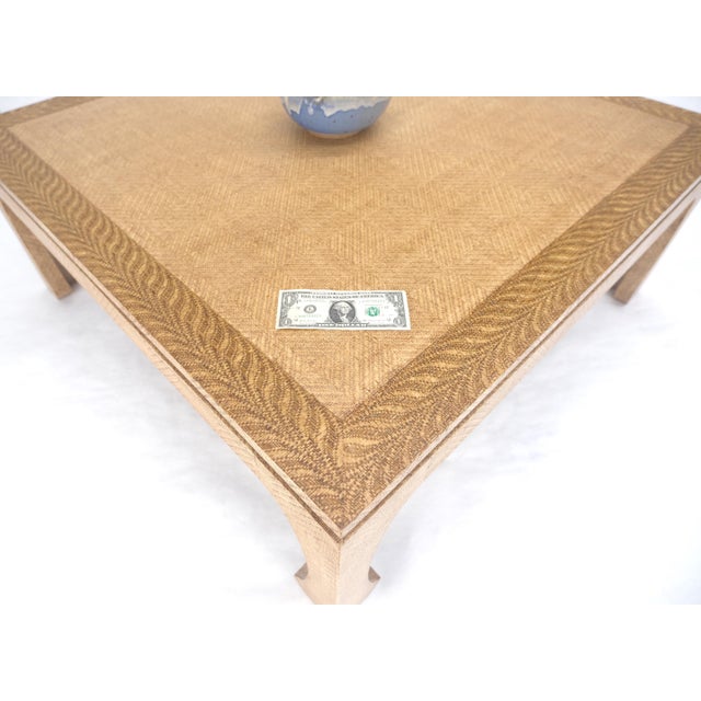 Grasscloth 42" Square Mid Century Modern Coffee Table MINT For Sale - Image 10 of 10