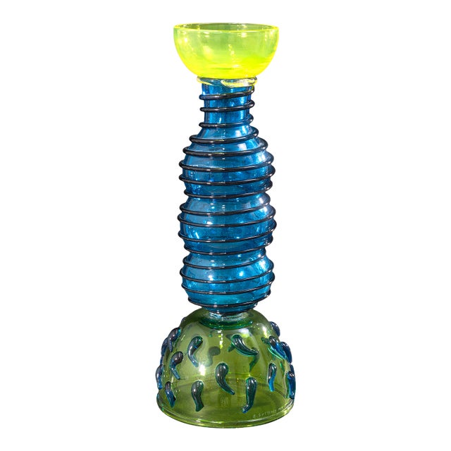 Ettore Sottsass for Memphis Milano Alioth 1983 Signed Glass Sculpture Postmodern For Sale