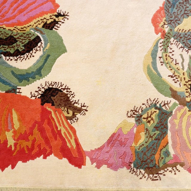 Vintage Floral Wool Rug For Sale - Image 5 of 15