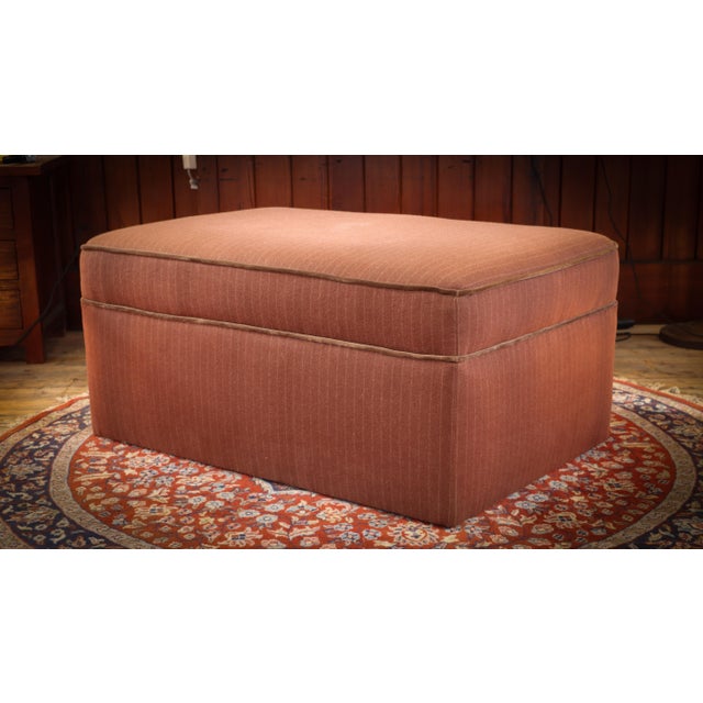 Country House Rectangular Ottoman in Pin-Striped Wool Velvet, 2010s For Sale - Image 9 of 16