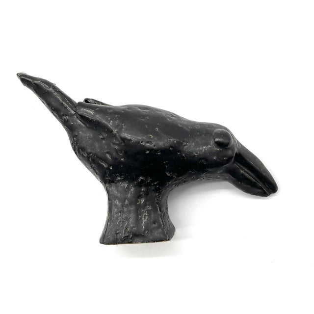 1970s Vintage Ceramic Black Bird Sculpture by Ueli Schmutz, 1970s For Sale - Image 5 of 15