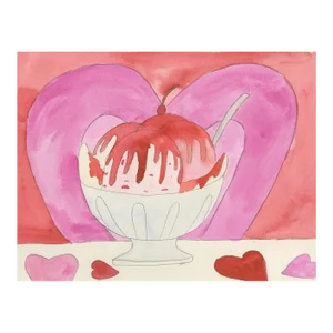 "Valentines Banana Split (D2093)" Original Contemporary Drawing by Michael Nuñez