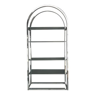 1970s Mid Century Milo Baughman Style Dia Chrome Arched Etagere For Sale