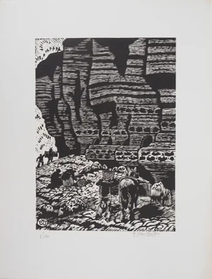 Yvonne Jean-Haffen, Brittany, Cliffs, 1929, Original Signed Woodcut