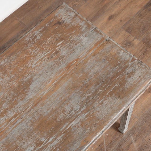 Wood Early 19th Century Swedish Gustavian Original Gray Painted Pine Side Table For Sale - Image 7 of 12