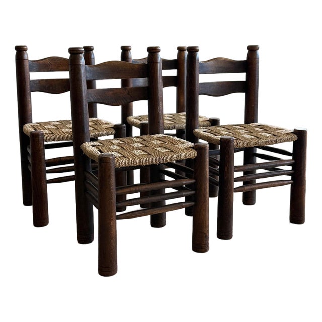 Vintage Set of Four Attributed to Charles Dudouyt Chairs For Sale