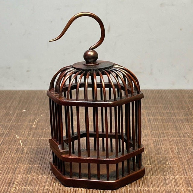 Brown Vintage Huanghuali Wood Miniature Cricket Cage For Sale - Image 8 of 10