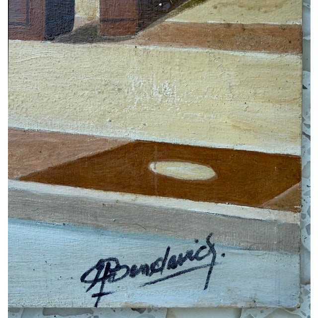 Oil on Masonite Cityscape Painting From 80's/Signed For Sale - Image 4 of 12