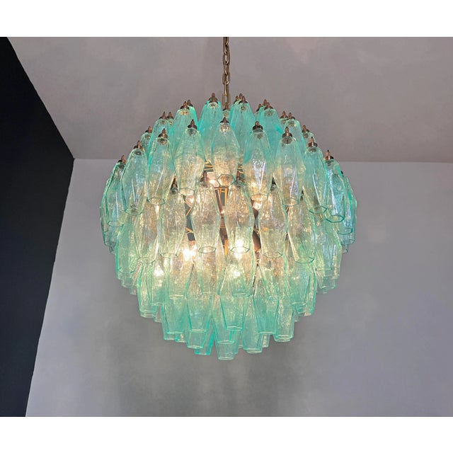 Spherical Murano Style Poliedri Chandelier, 140 Turquoise Poliedri For Sale - Image 12 of 12