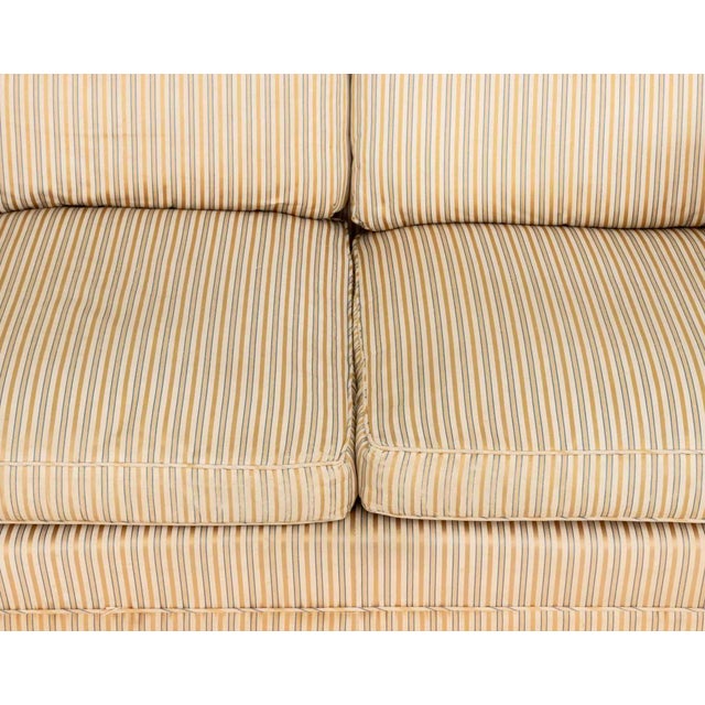 Drexel Pair of American Striped Pattern Fabric Upholstered Sofas For Sale - Image 4 of 16