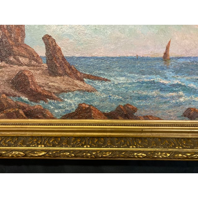Mediterranean Seascape, 1960s, Oil on Canvas, Framed For Sale - Image 8 of 13