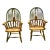 Pair of Windsor Captain’s Chairs, Model 619 (C. 1975), Attributed to S. Bent & Bros. – Solid Oak Colonial Revival Armchairs For Sale