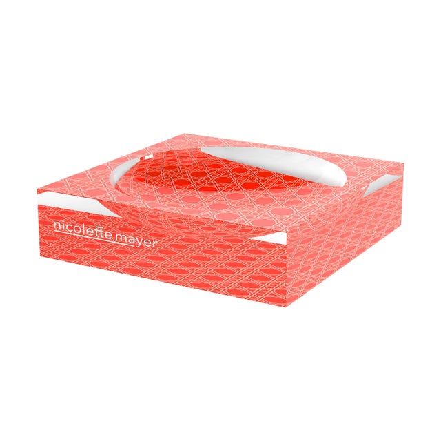 Sublime Trellis Salmon Acrylic Candy Catchall Dish, Large For Sale - Image 4 of 9