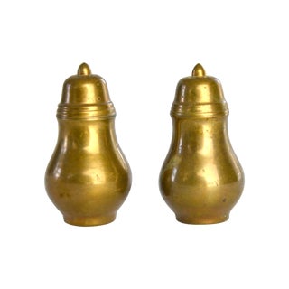 Vintage Brass Salt & Pepper Set For Sale