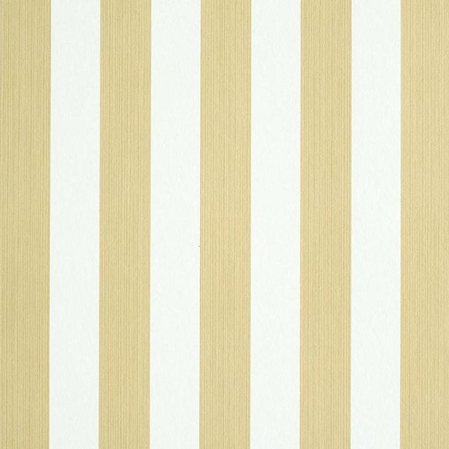 Schumacher Edwin Stripe Medium Wallpaper in Sand For Sale