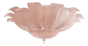 Venetian Pink Graniglia Leafs Murano Style Glass Flush Mount by Simoeng