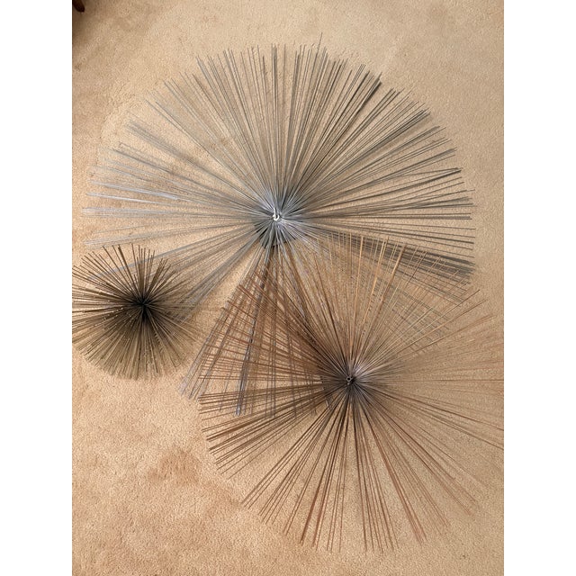 1980s Large Vintage Mid Century Modern Starburst Urchin Pom Pom Mixed Metal Abstract Brutalist Wall Sculpture by Curtis Jere For Sale - Image 5 of 5