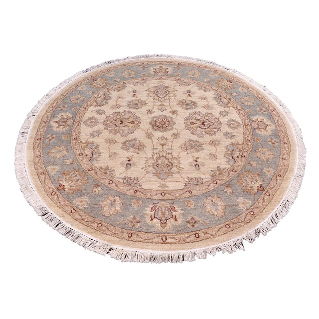 Boho Chic Ziegler Ivory/Gray Wool Runner Rug- 4'0'' X 4'1'' For Sale - Image 10 of 10