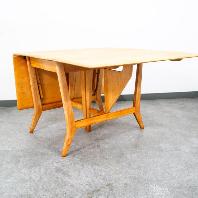 Wood Mid Century Modern Dining Table Solid Maple Gate Leg Drop Heywood Wakefield Leaf For Sale - Image 7 of 12