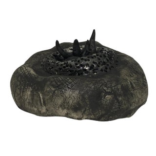 Contemporary Abstract Black and White Ceramic Clay Sculpture For Sale