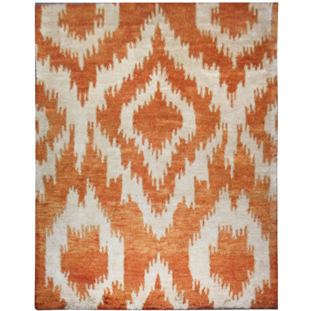 Beautiful handmade Ikat rug, by Aara Rugs. It's a brand new rug with very modern design and colors, dyed with all natural...
