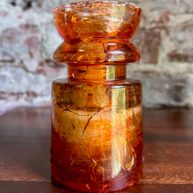 Antique Hemingray No. 19-30 Amber Color Glass Repurposed Insulator Candle Holder For Sale - Image 4 of 7