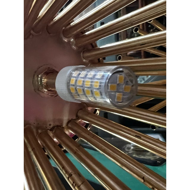 1970s Gold Metal Small Tubed Starburst Style Wall Sconces - a Pair For Sale - Image 9 of 9