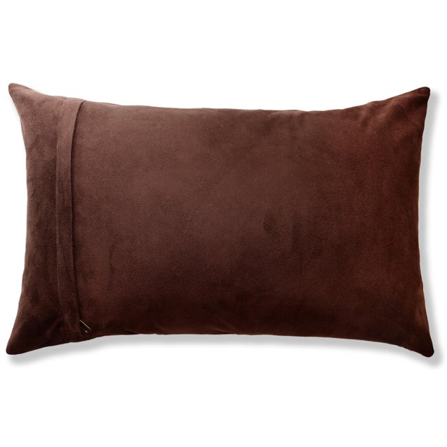 Luxury Distressed Brown Genuine Leather Patchwork Throw Pillow 16x24 | Handmade Designer Lumbar Cushion For Sale - Image 4 of 7