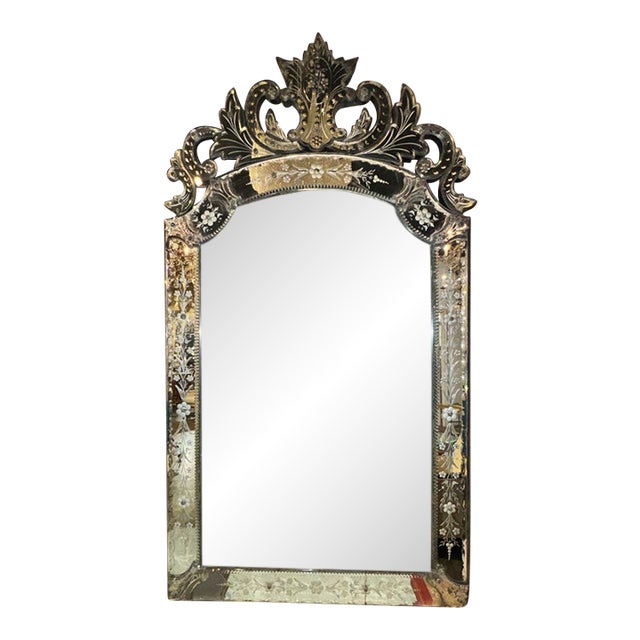 Early 20th C. Venetian Etched Mirror For Sale