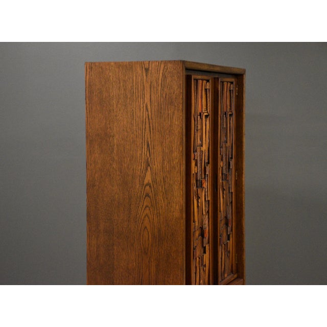 Brown Brutalist MCM Lane Pueblo Walnut Armoire Dresser For Sale - Image 8 of 10