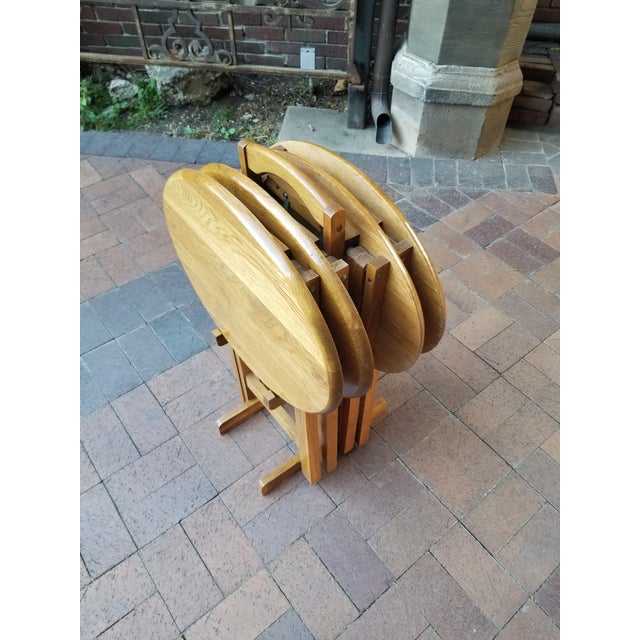 Sienna 1990s Set of 4 Oakwood Stacked Side Table For Sale - Image 8 of 8