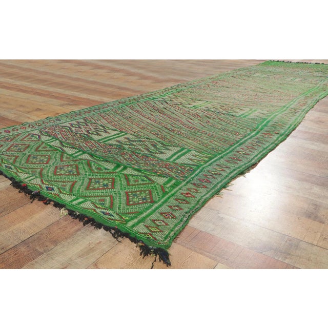 Vintage Zemmour Moroccan Kilim Rug, 04'04 X 16'03 For Sale - Image 9 of 11