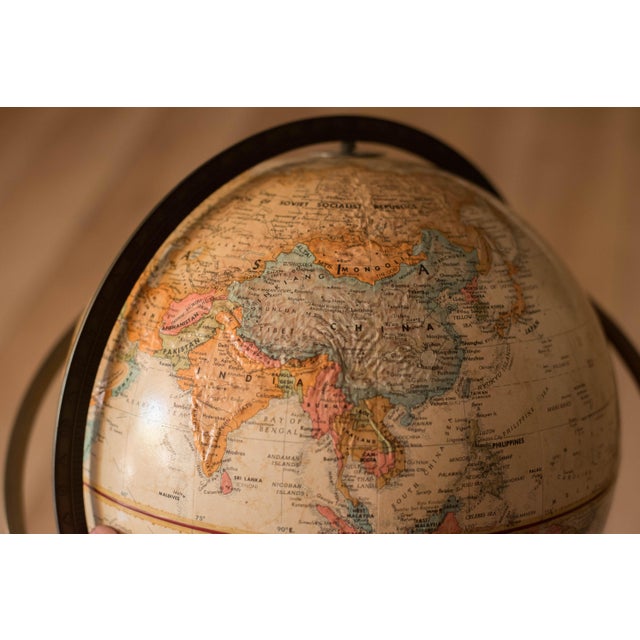 Paul McCobb Mid Century Modern 1970s Rotating Replogle World Globe With Brass Floor Stand For Sale - Image 4 of 10